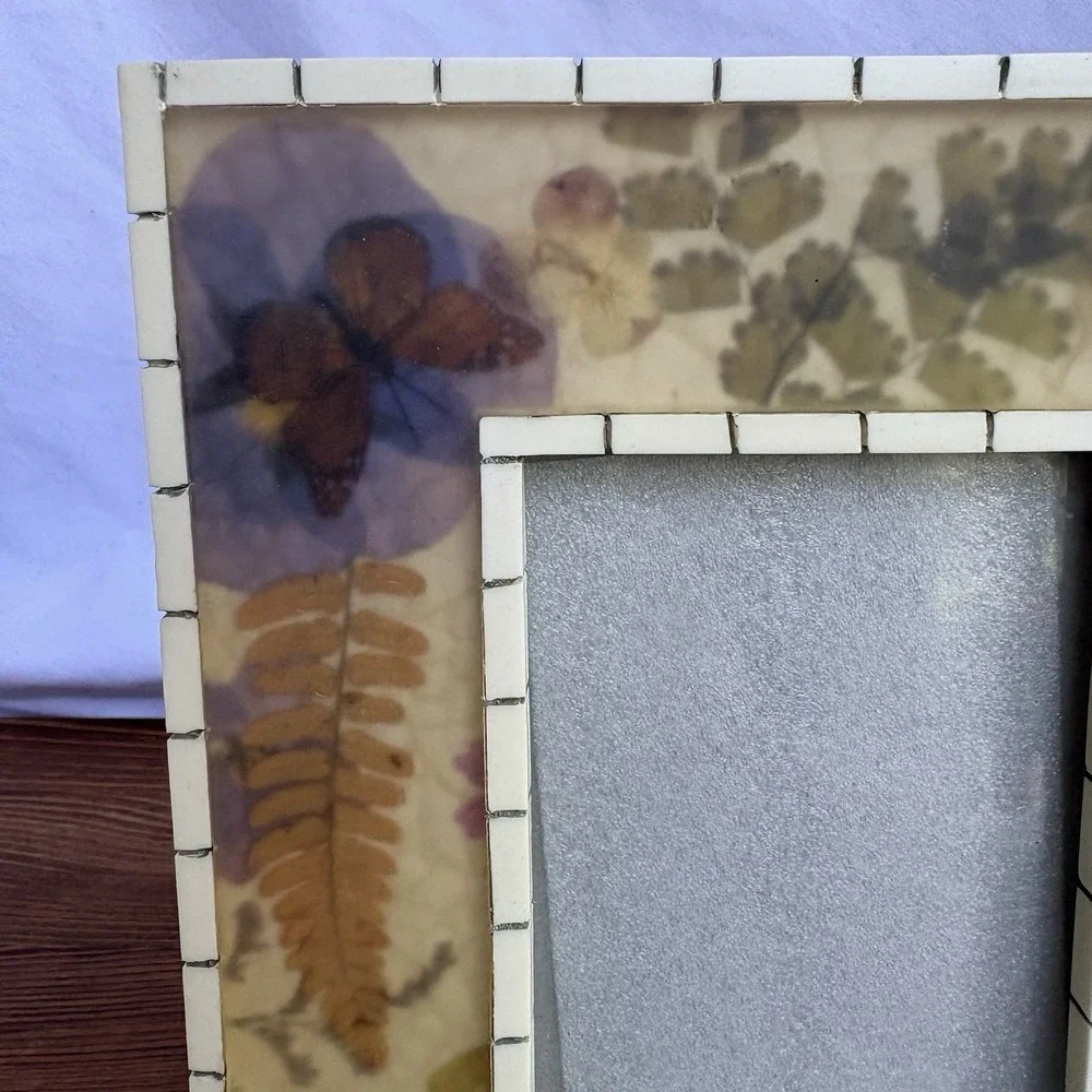 Pressed Flower Butterfly Photo Frame Resin‎ Botanical Fern Floral Picture Frame